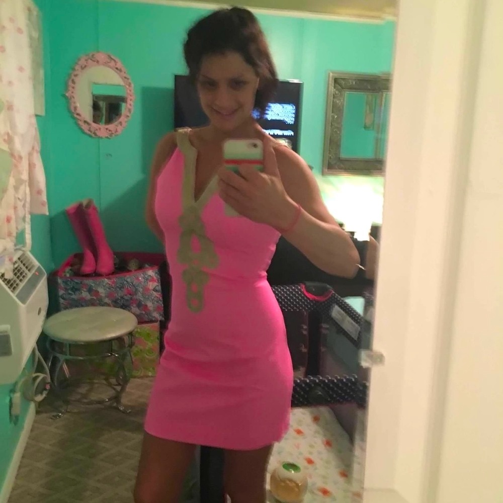 Lilly Pulitzer Emery shift pink and gold dress size 2 - Picture 5 of 5